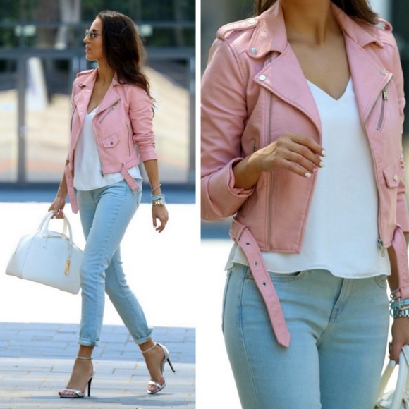 zara pink biker jacket
